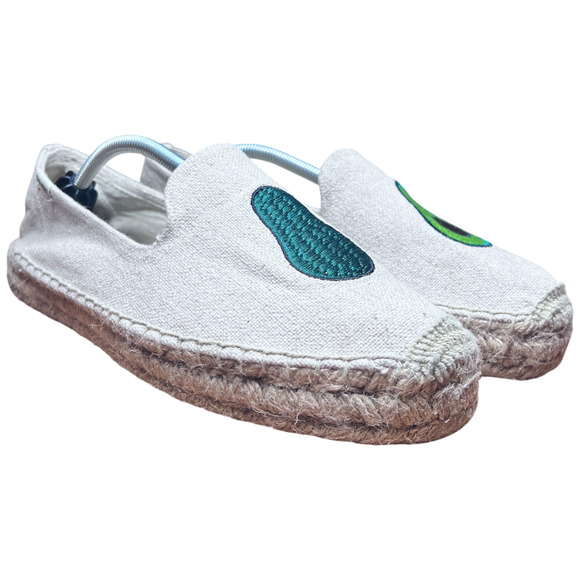 SOLUDOS by Jason Polan Women 9.5 Avacodo Embroidered Espadrilles Beige Flats - Picture 2 of 16